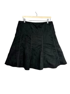 English Laundry Faux Suede Skater Skirt Beaded Knee Length Black A-Line Sz L